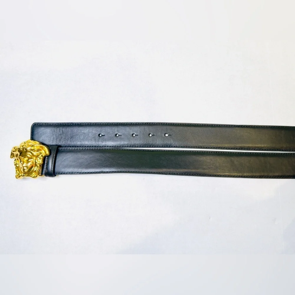 Versace La Medusa Greca Buckle Leather Belt Black 100 Cm DCU4140 Size 34